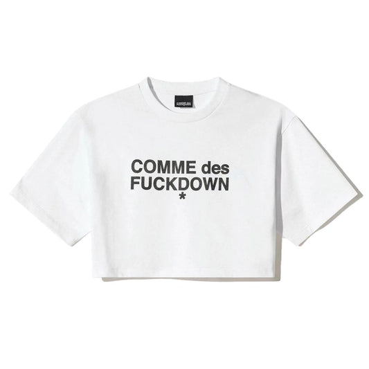 Comme Des Fuckdown White Cotton Tops & T-Shirt CO-15813-XS