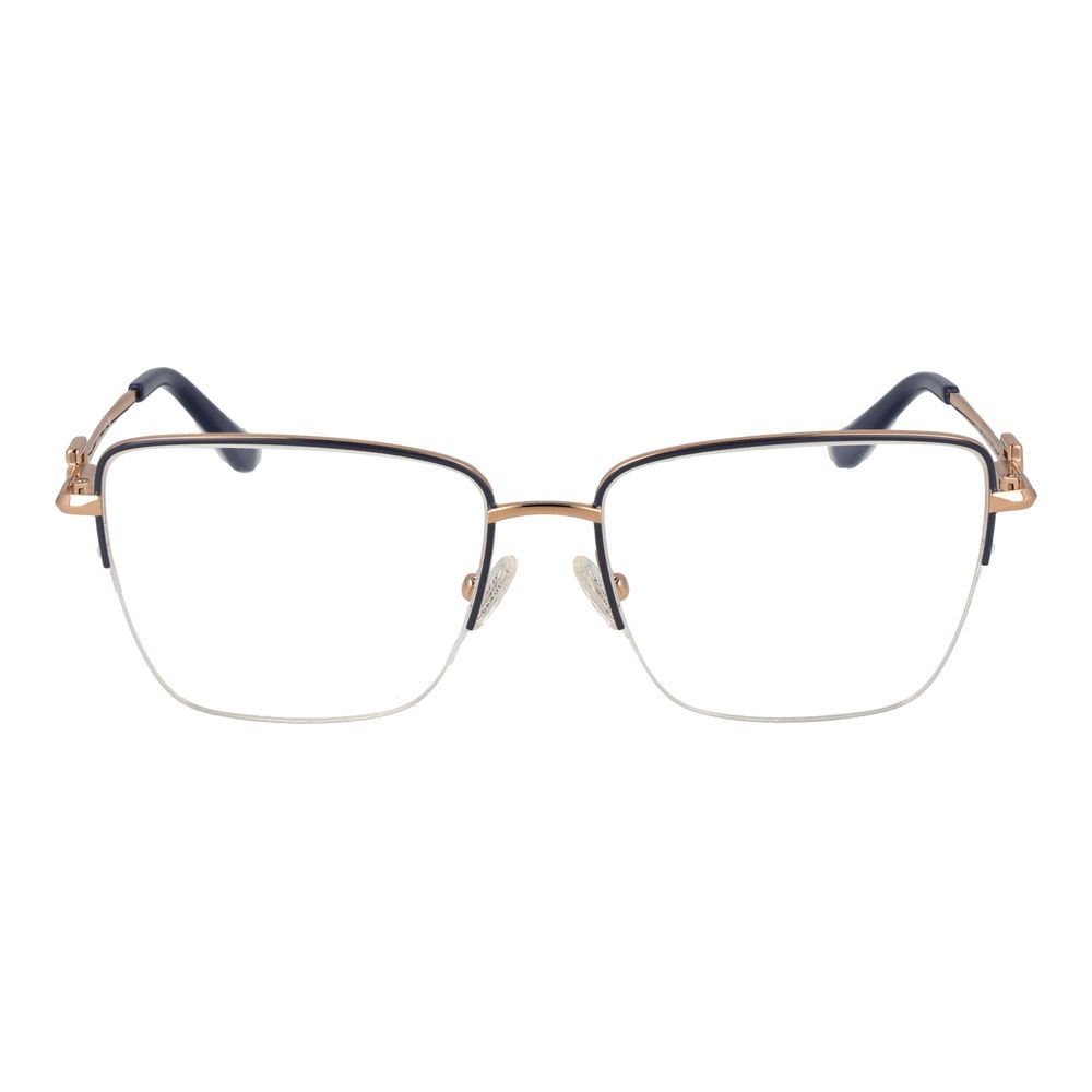 Guess Gray Women Glasses Frame with grey half-rim metal frame, demo plastic lenses, rectangle style, 140 temples length, spring hinge included.