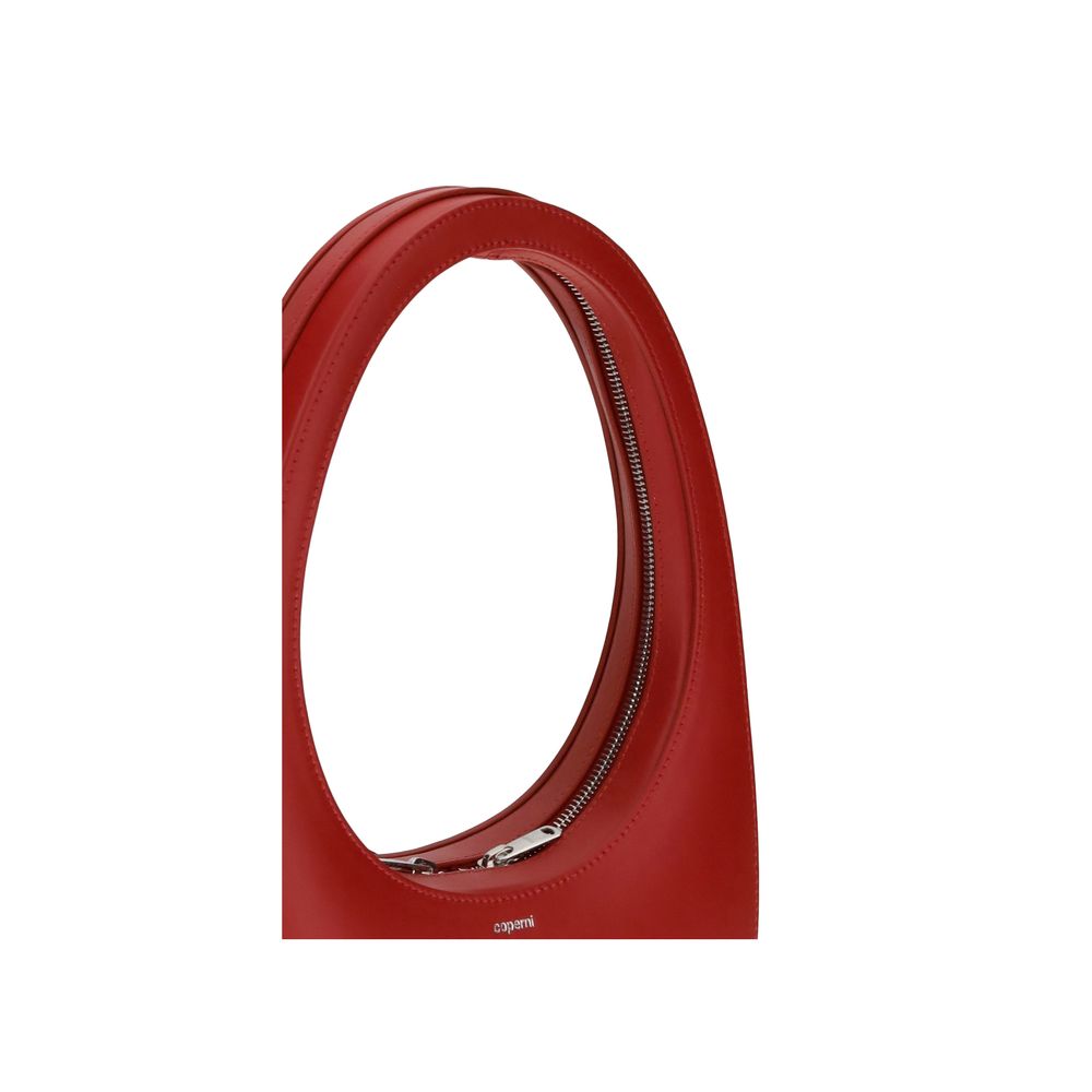 Coperni Red Calf Leather Bos Taurus Shoulder Bag with unique hobo silhouette and zipper closure.