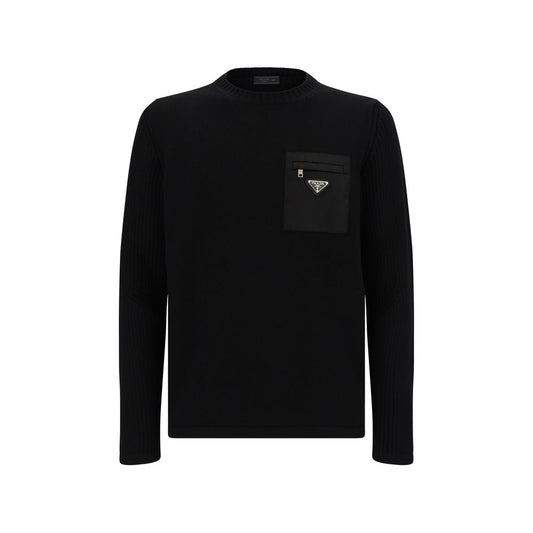Prada Black Fleece Wool Sweatshirt