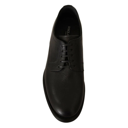 Dolce & Gabbana Black Lace Up Leather Men Formal Derby Shoes MV3981-40