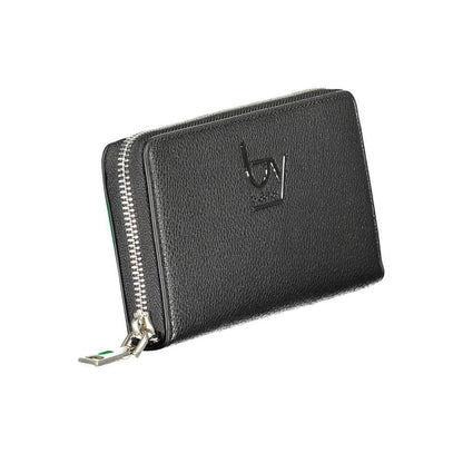 BYBLOS Black Polyethylene Wallet with 5 compartments, coin purse, card slots, contrasting details and zip closure featuring logo.