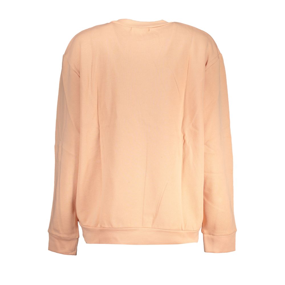 Back view of Cavalli Class Pink Cotton Women Sweater, elegant Italian-made garment, showcasing soft fleece material and sophisticated style.