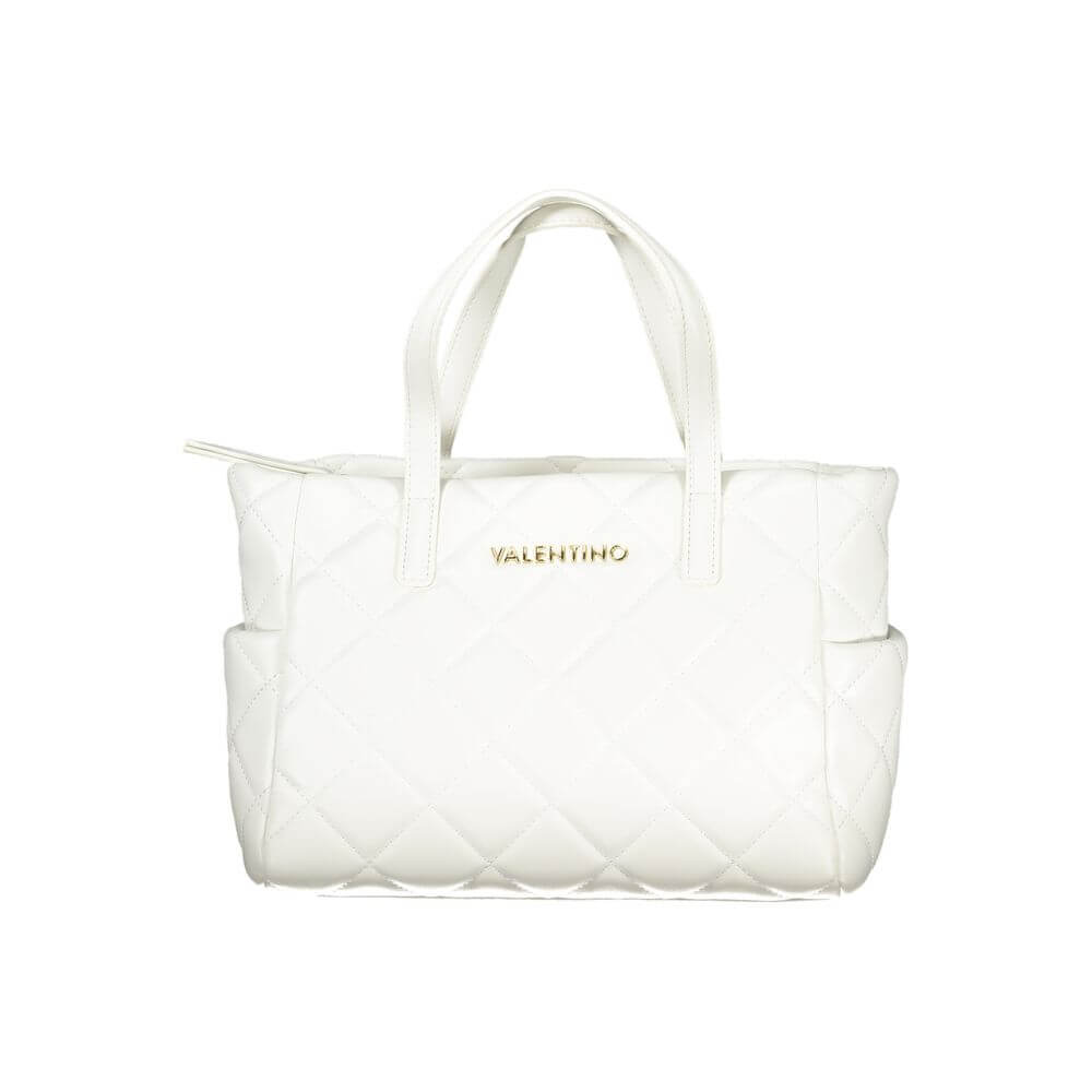 Mario Valentino White Polyethylene Handbag with two handles, adjustable removable strap, external pockets, contrasting details, logo.
