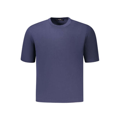 K-WAY Blue Cotton Sweater, short-sleeved t-shirt, crew neck, with logo. Ideal for casual wear and comfortable fashion.