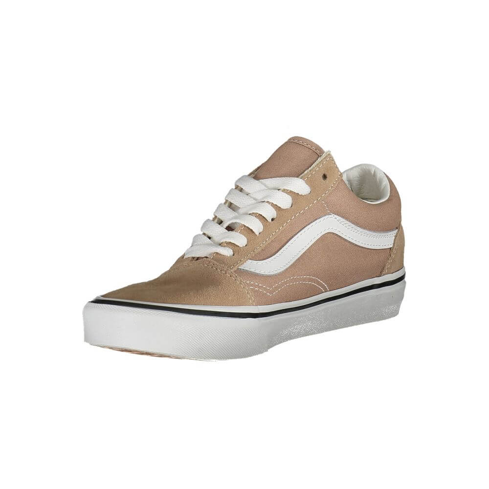 Vans Beige Polyester Sneaker with laces, Old Skool design, contrasting details, and logo