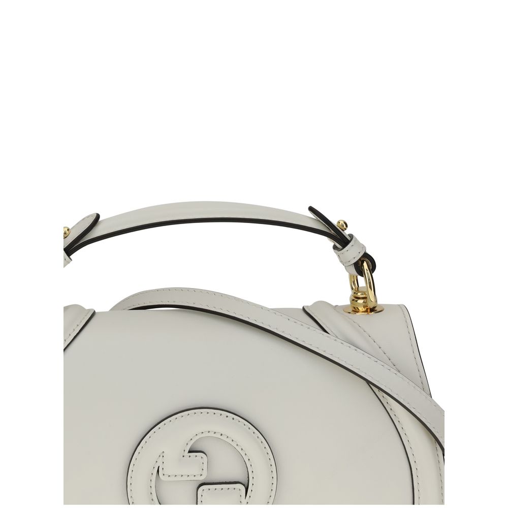 Gucci White Calf Leather Bos Taurus Handbag with GG applique and removable handle, showcasing elegance and versatility in design.