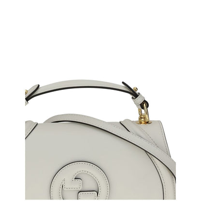 Gucci White Calf Leather Bos Taurus Handbag with GG applique and removable handle, showcasing elegance and versatility in design.