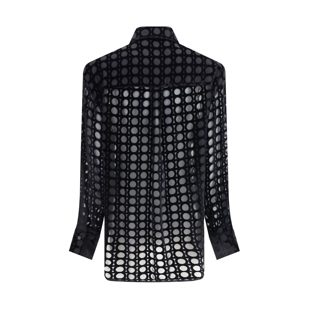 Ferragamo Black Silk Pattern Shirt
