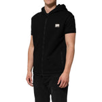 Dolce & Gabbana Black Sleeveless Hooded Logo Plaque Jacket JKT41509-48