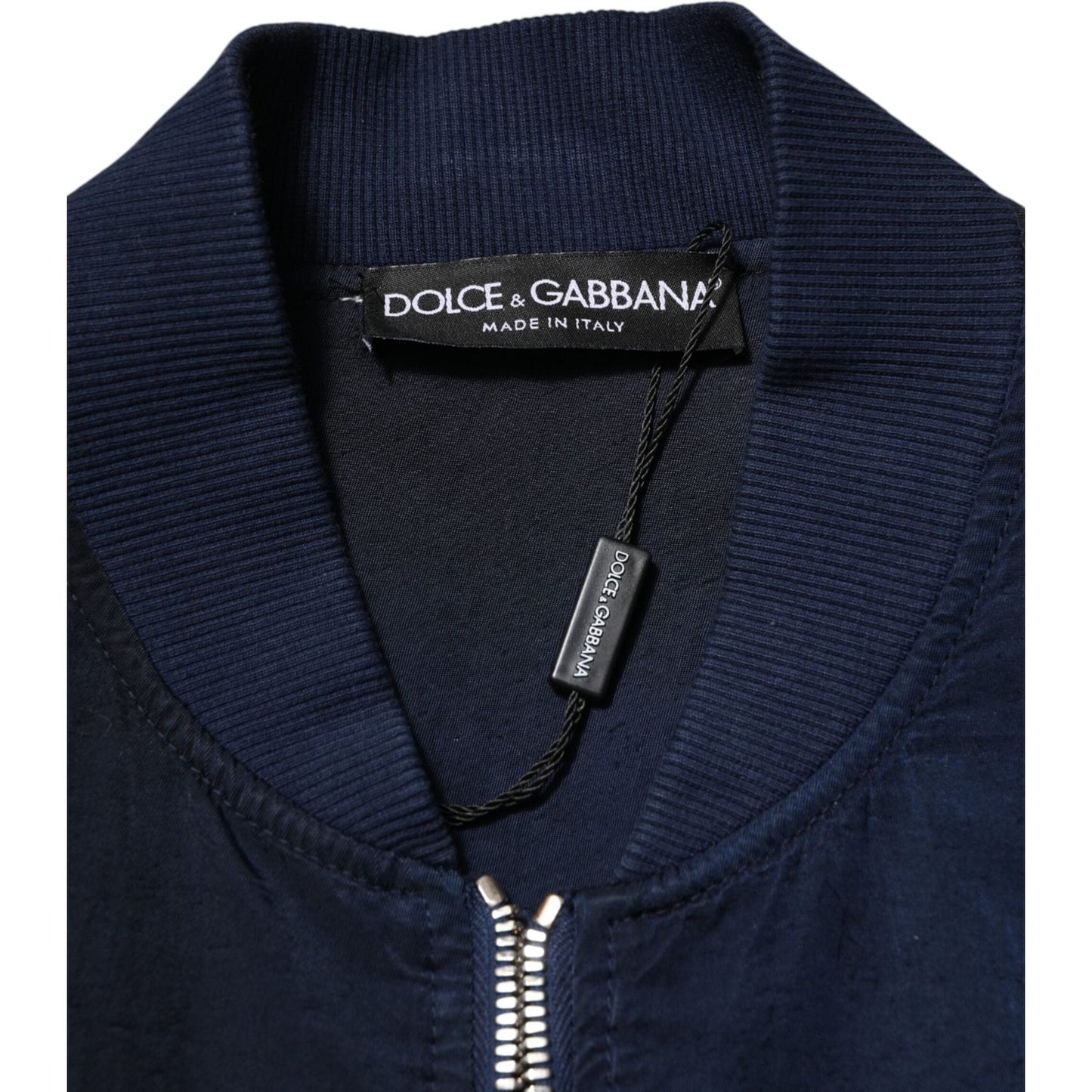Dolce & Gabbana Blue Nylon DG Embroidery Men Bomber Jacket