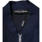 Dolce & Gabbana Blue Nylon DG Embroidery Men Bomber Jacket