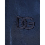 Dolce & Gabbana Blue Nylon DG Embroidery Men Bomber Jacket