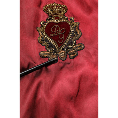 Dolce & Gabbana Maroon Nylon DG Crown Embroidery Jacket