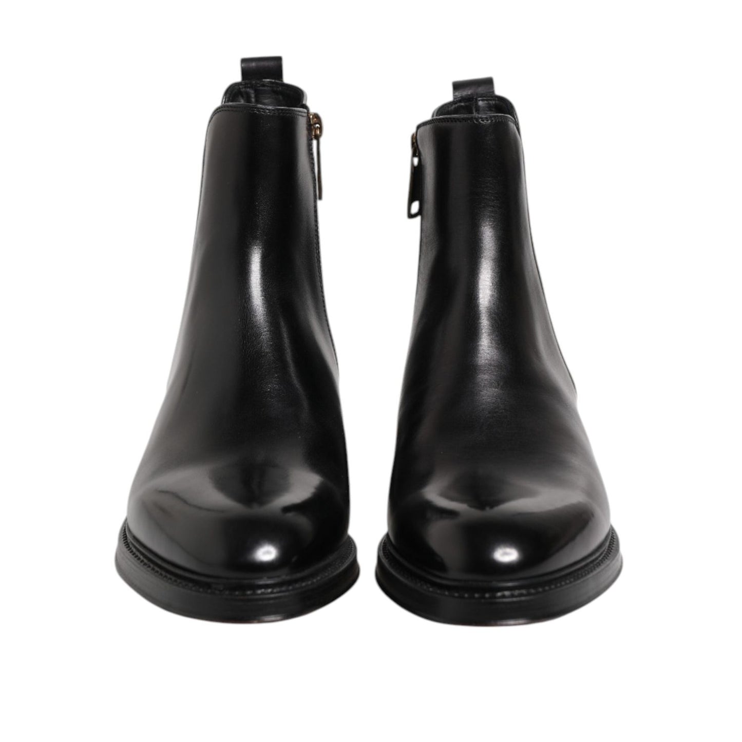Dolce & Gabbana Black Chelsea Leather Mid Calf Boots Shoes MV7736-40