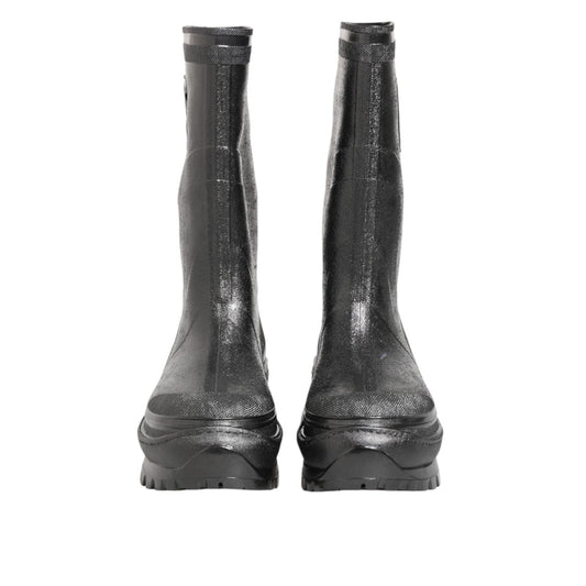Dolce & Gabbana Metallic Black Pull On Rain Boots Shoes MV7817-43