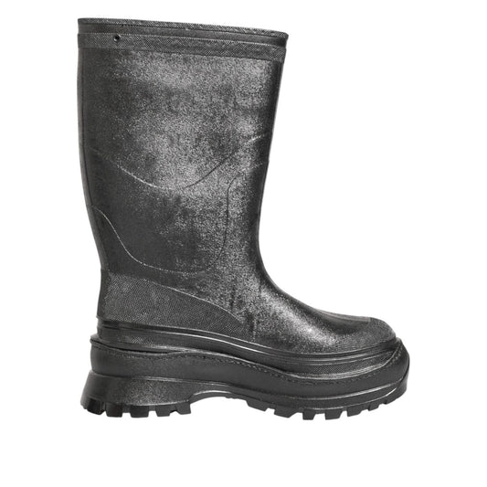 Dolce & Gabbana Metallic Black Pull On Rain Boots Shoes MV7817-43