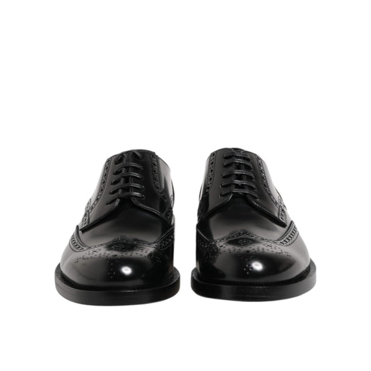 Dolce & Gabbana Black Leather Derby Wingtip Formal Shoes MV7371-40.5