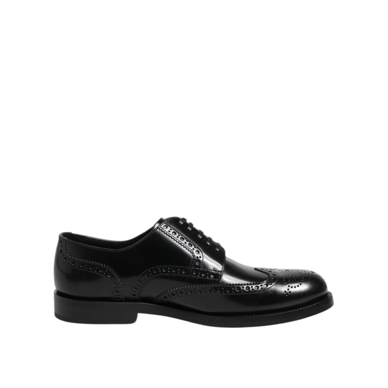 Dolce & Gabbana Black Leather Derby Wingtip Formal Shoes
