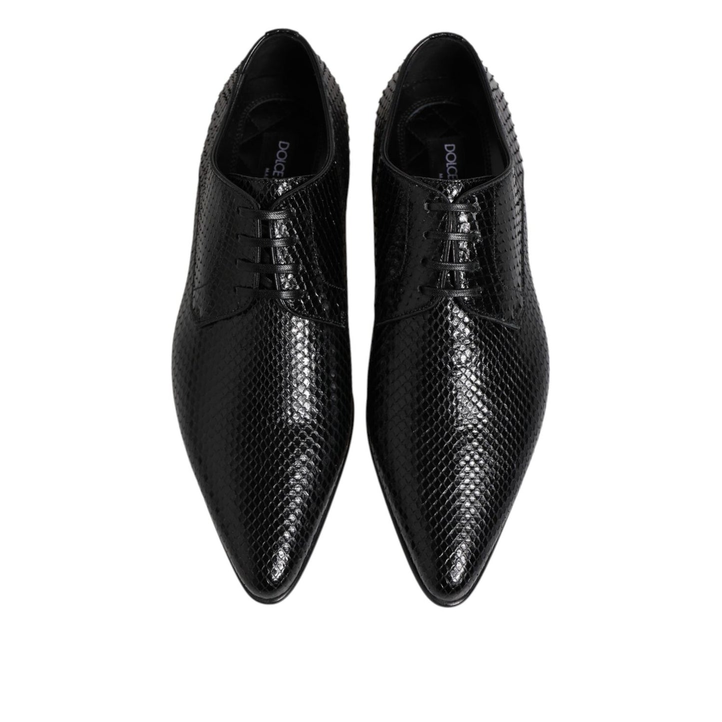Dolce & Gabbana Black Exotic Leather Lace Up Derby Shoes