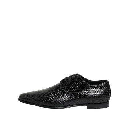 Dolce & Gabbana Black Exotic Leather Lace Up Derby Shoes
