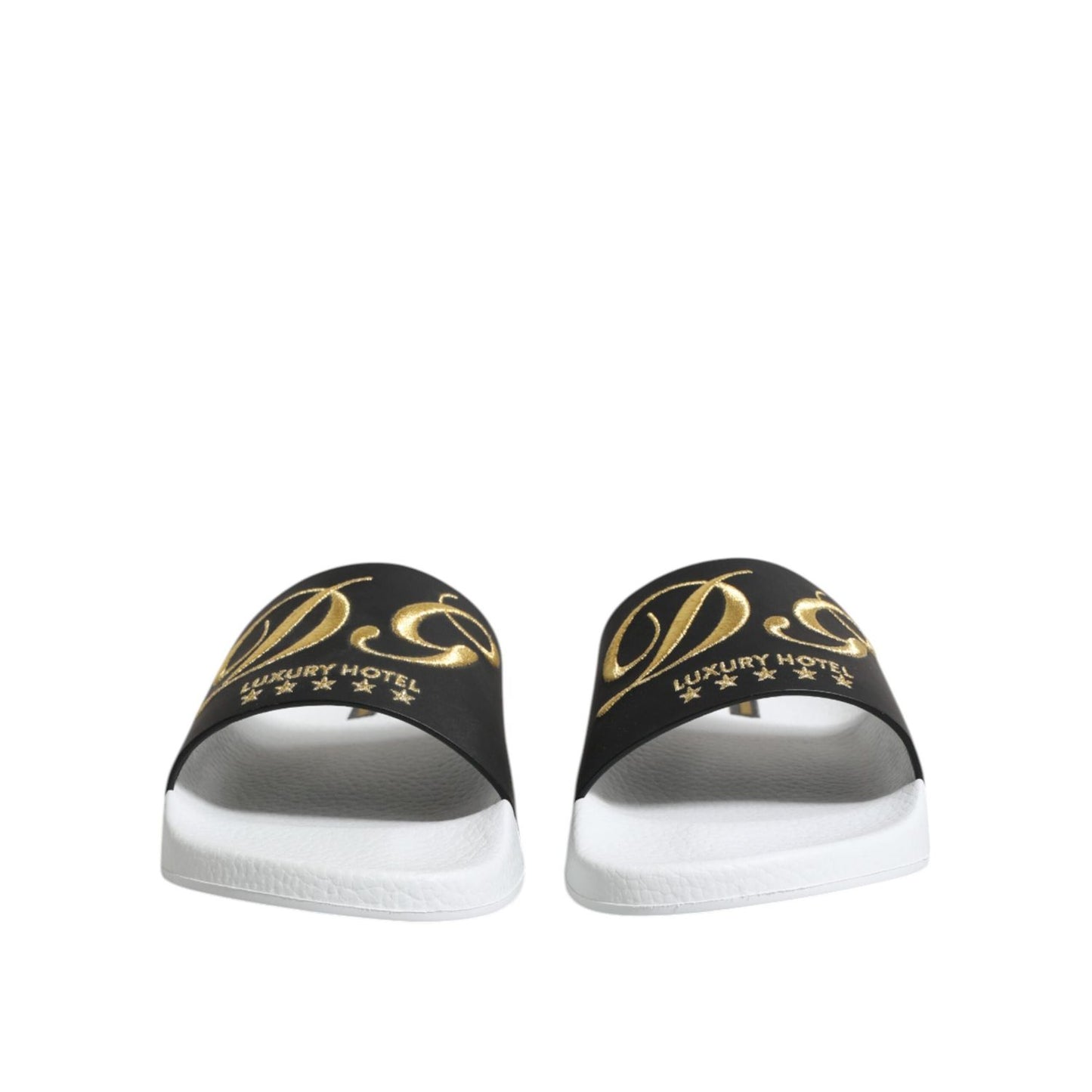 Dolce & Gabbana White Black Leather Sandals Beachwear Shoes MV7389-39