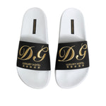 Dolce & Gabbana White Black Leather Sandals Beachwear Shoes MV7389-39