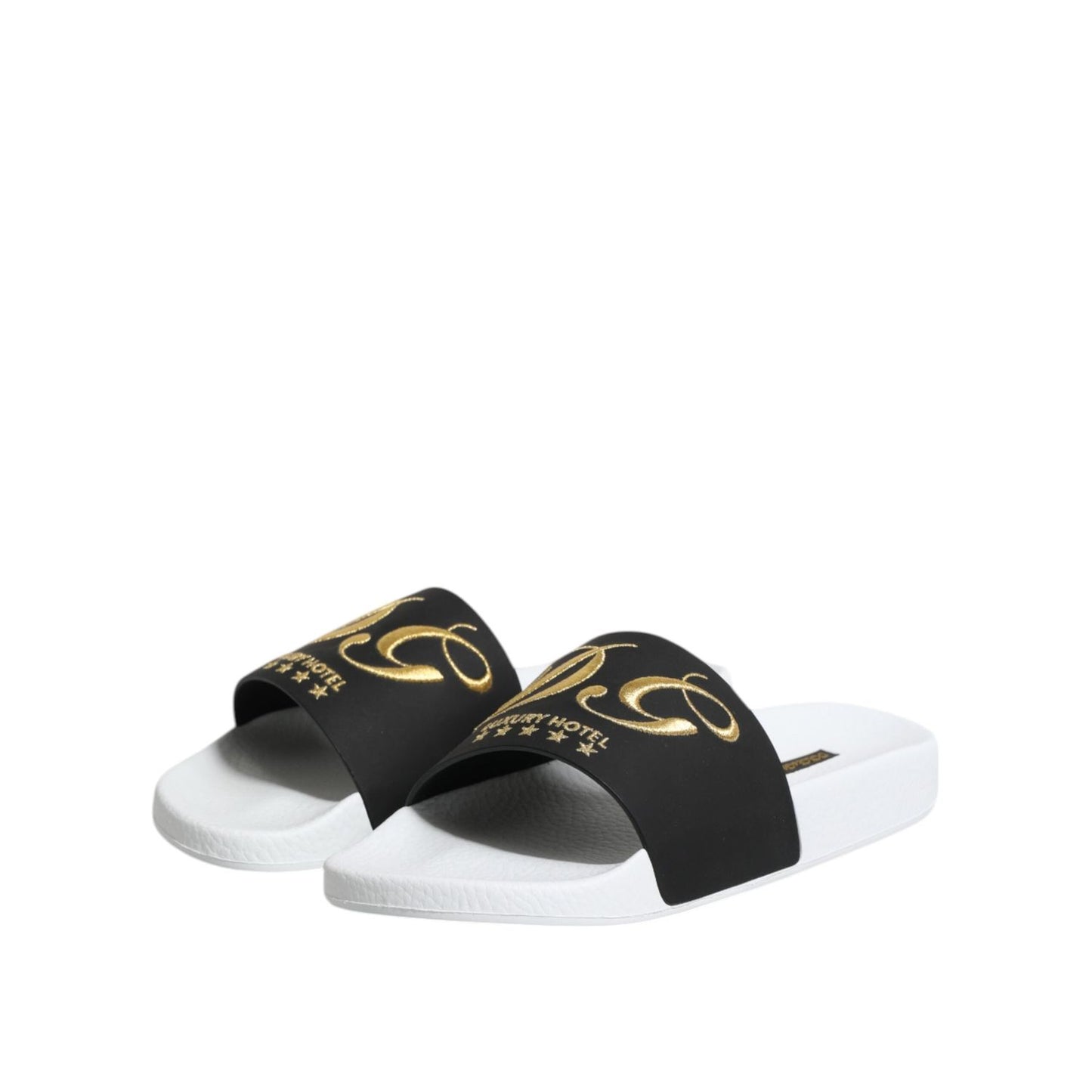 Dolce & Gabbana White Black Leather Sandals Beachwear Shoes MV7389-39