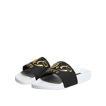 Dolce & Gabbana White Black Leather Sandals Beachwear Shoes MV7389-39