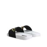 Dolce & Gabbana White Black Leather Sandals Beachwear Shoes MV7389-39
