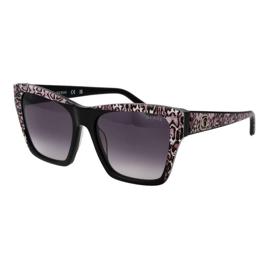 Guess Black Women Sunglass with full-rim black acetate frame and gradient grey lenses, square style, UVA & UVB protection.