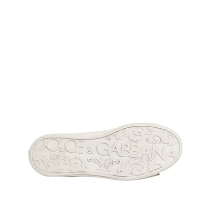 Dolce & Gabbana White Leather Mid Top Sneakers Shoes