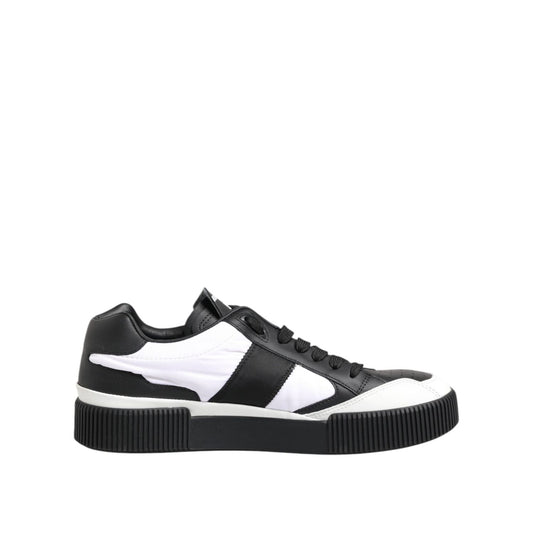 Dolce & Gabbana Black White Leather MIAMI Low Top Sneakers Shoes MV7780-41