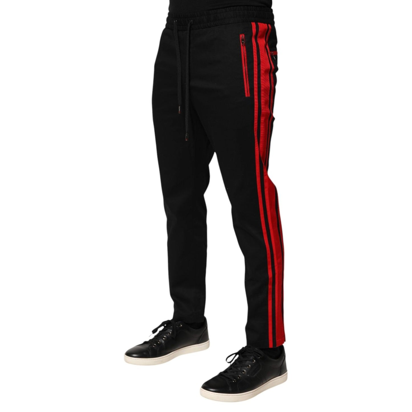 Dolce & Gabbana Red Stripe Cotton Logo Jogger Sweatpants Pants PAN76611-46