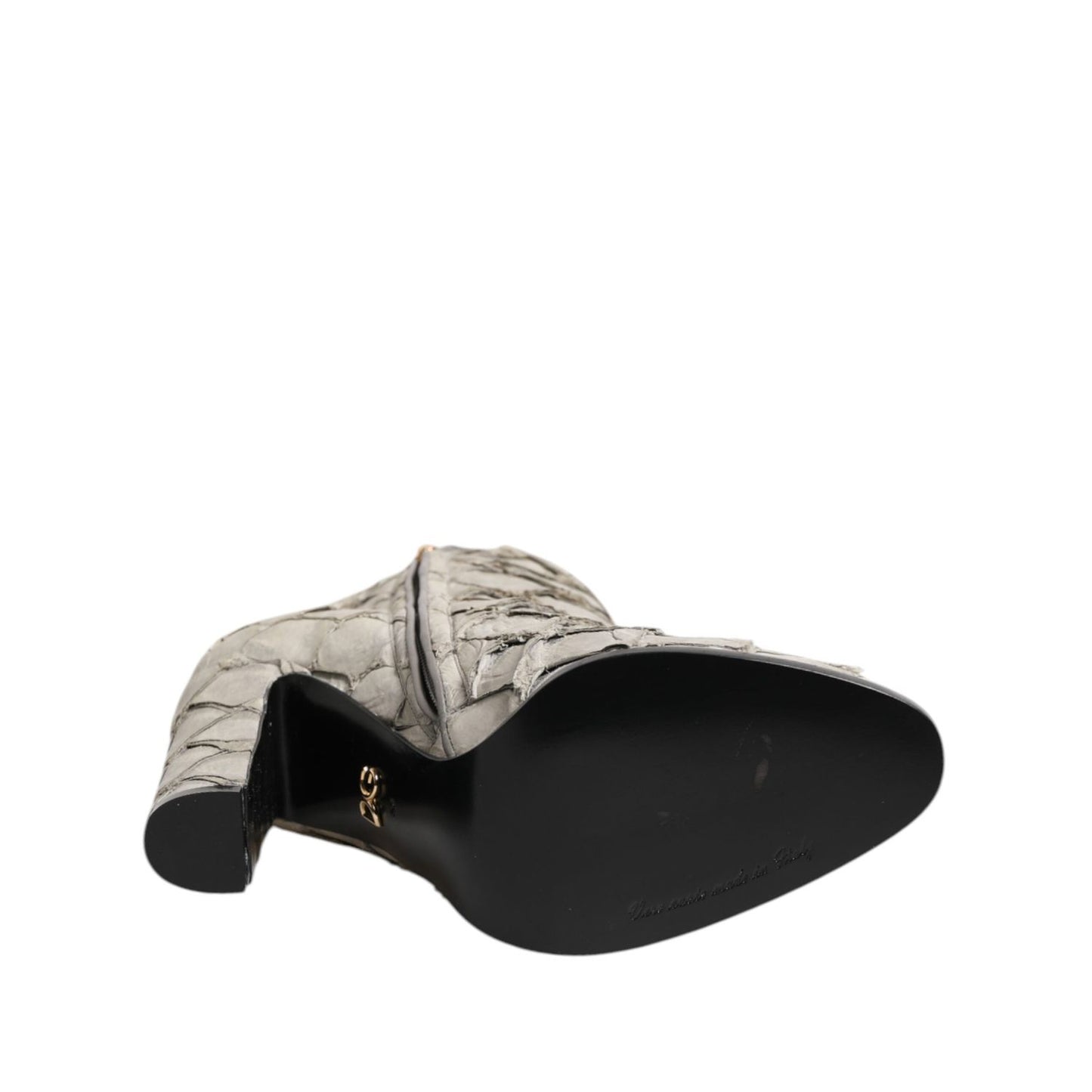 Dolce & Gabbana Off White Leather Heels Ankle Boots Shoes