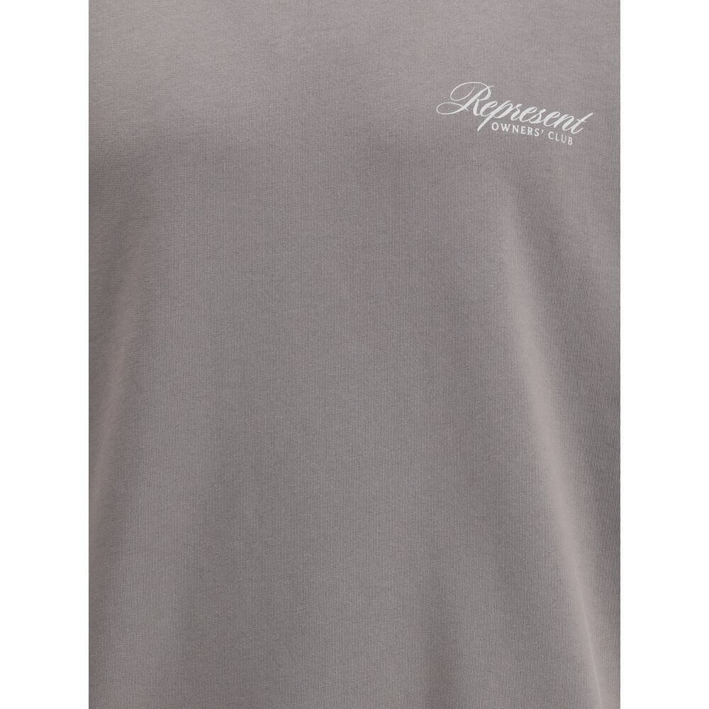 Represent Gray Cotton Sweatshirt with printed logo detail, crew neck, ribbed hem and cuffs for a modern urban style.