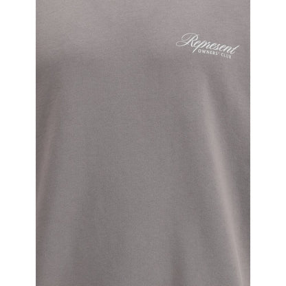 Represent Gray Cotton Sweatshirt with printed logo detail, crew neck, ribbed hem and cuffs for a modern urban style.