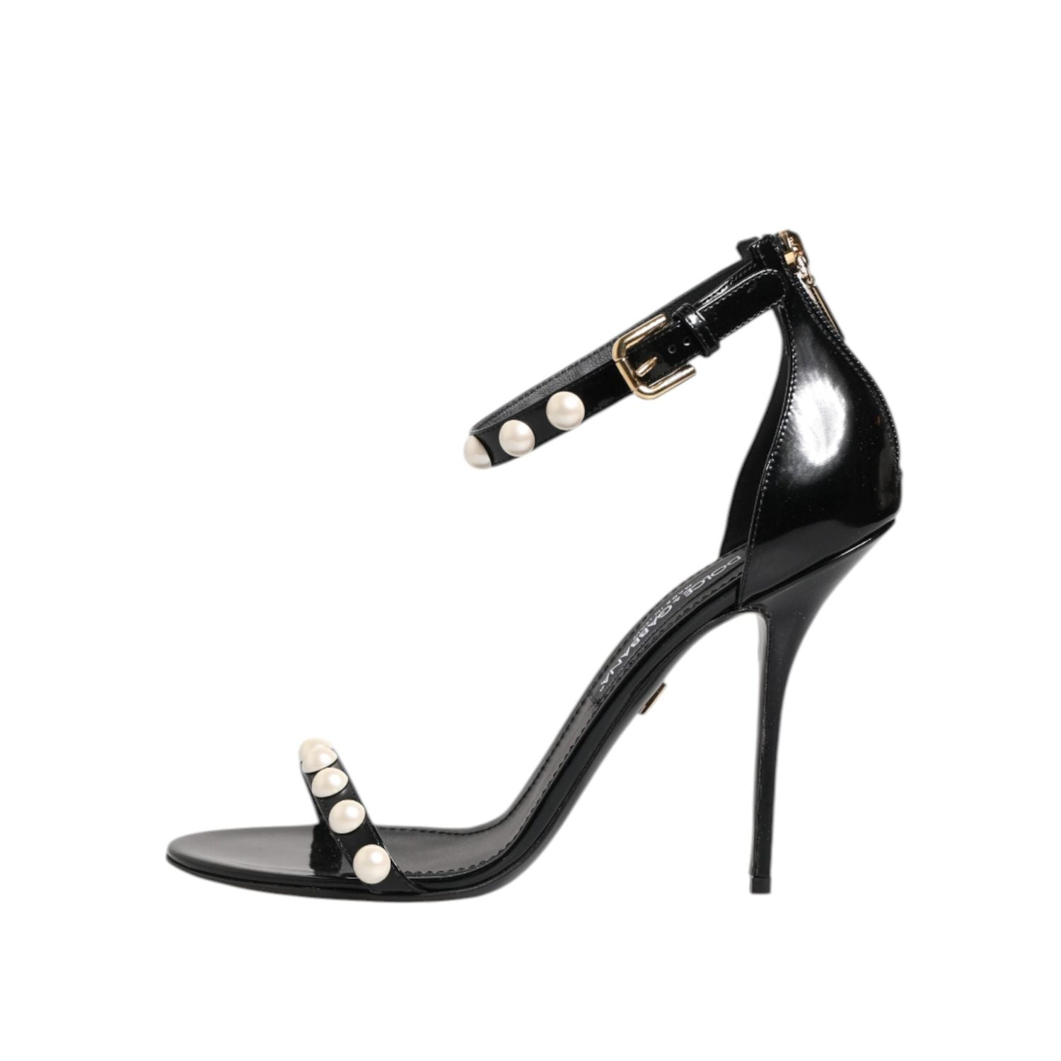 Dolce & Gabbana Black KEIRA Pearl Embellished Sandals Shoes