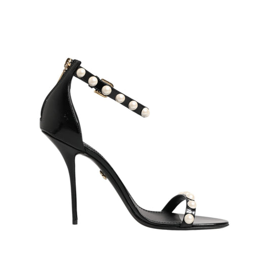 Dolce & Gabbana Black KEIRA Pearl Embellished Sandals Shoes LA11398-41