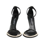 Dolce & Gabbana Black KEIRA Pearl Embellished Sandals Shoes LA11441-36
