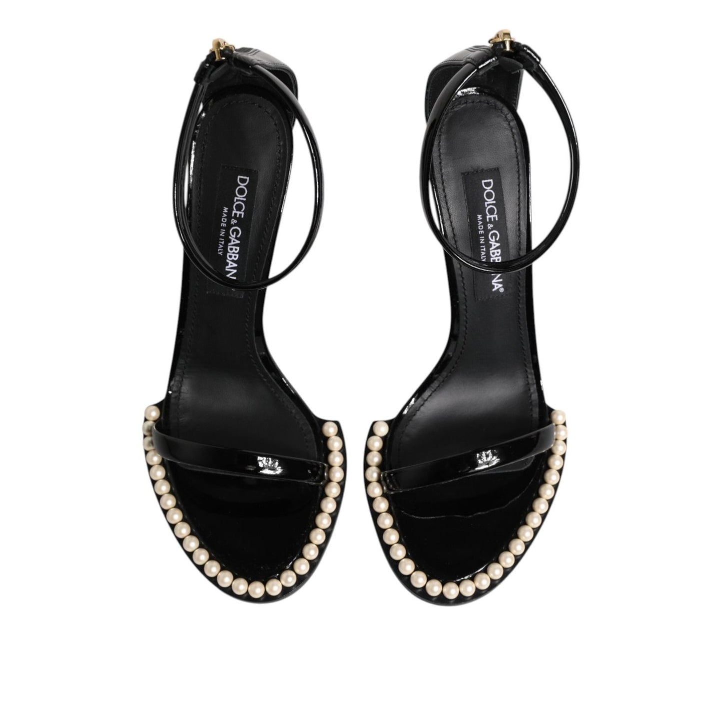 Dolce & Gabbana Black KEIRA Pearl Embellished Sandals Shoes LA11441-36
