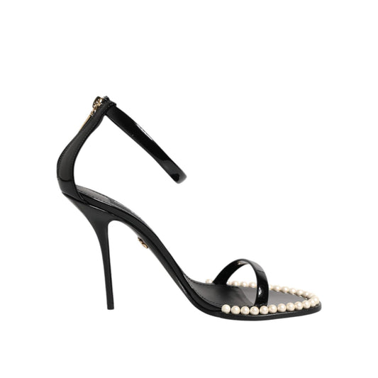 Dolce & Gabbana Black KEIRA Pearl Embellished Sandals Shoes LA11442-40.5