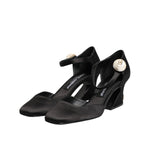 Dolce & Gabbana Black Leather Logo Ankle Strap Sandals Shoes LA11444-38.5