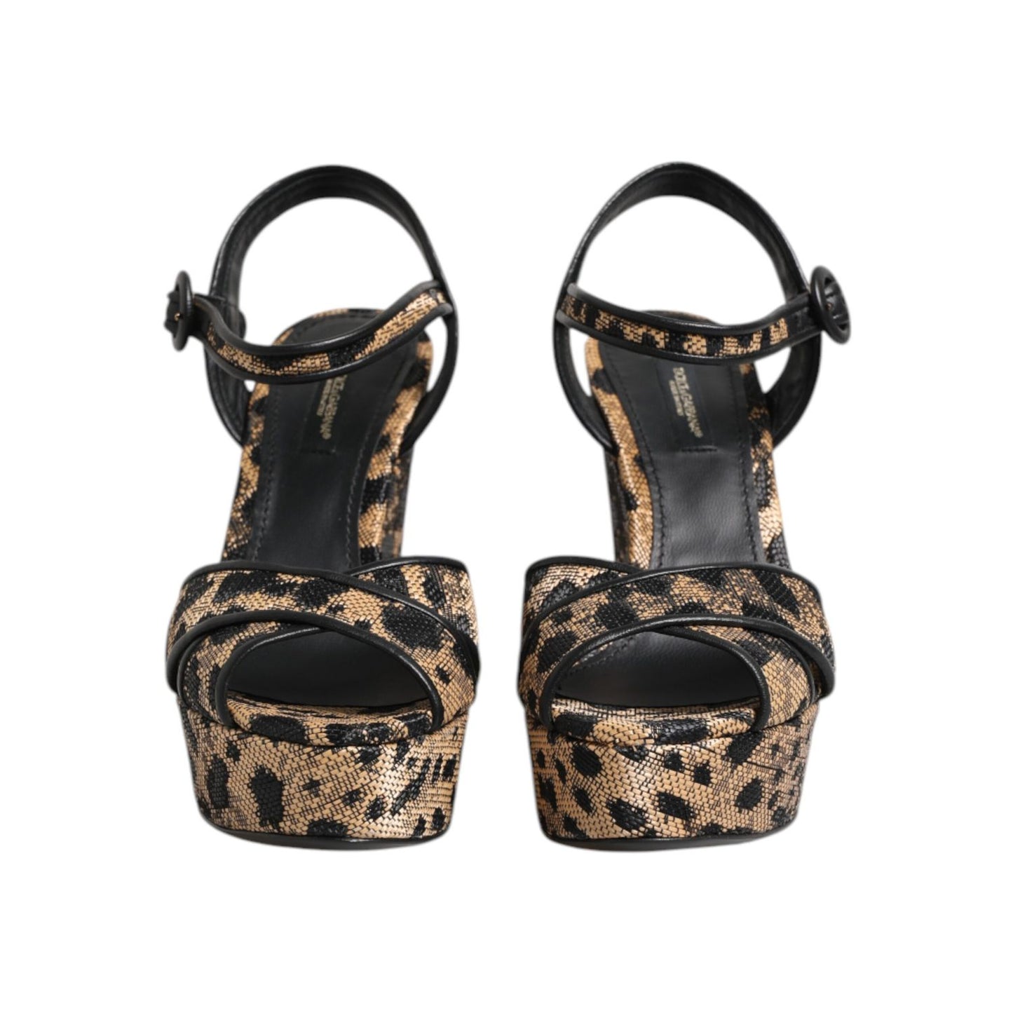 Dolce & Gabbana Brown Leopard Wedges Ankle Strap Sandals Shoes
