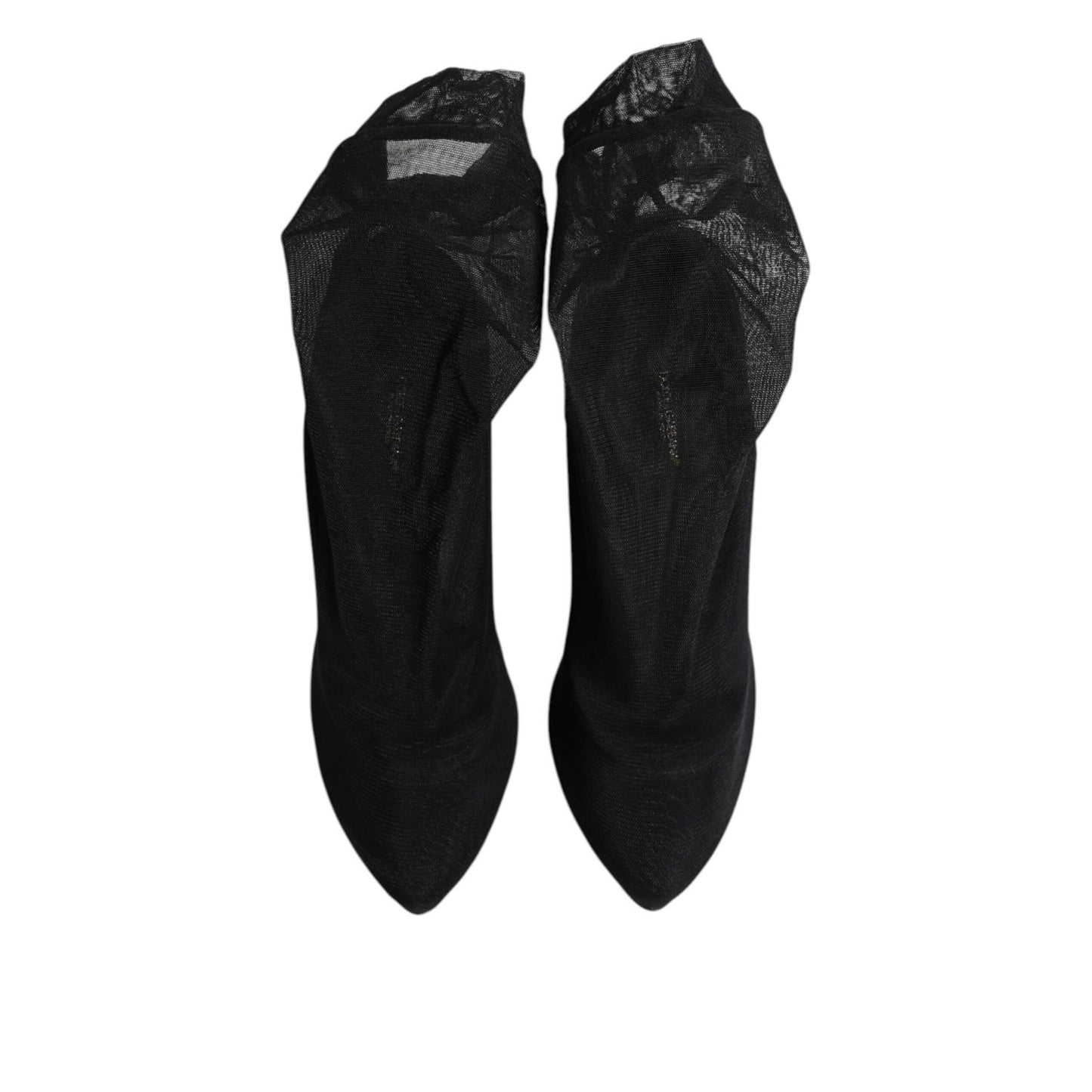 Dolce & Gabbana Black Silk Stretch Mesh Sock Boots Shoes