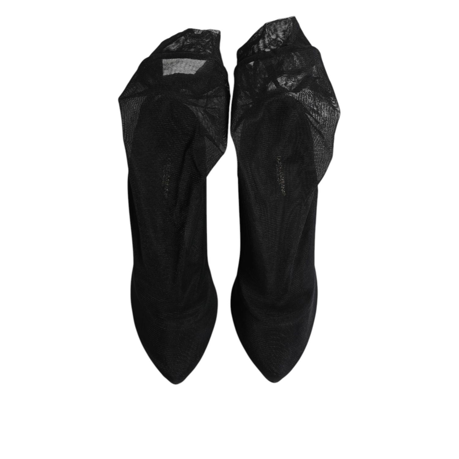 Dolce & Gabbana Black Silk Stretch Mesh Sock Boots Shoes