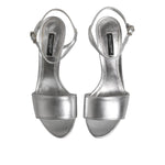 Dolce & Gabbana Silver Leather DG Heels Keira Sandals Shoes LA12745-37.5