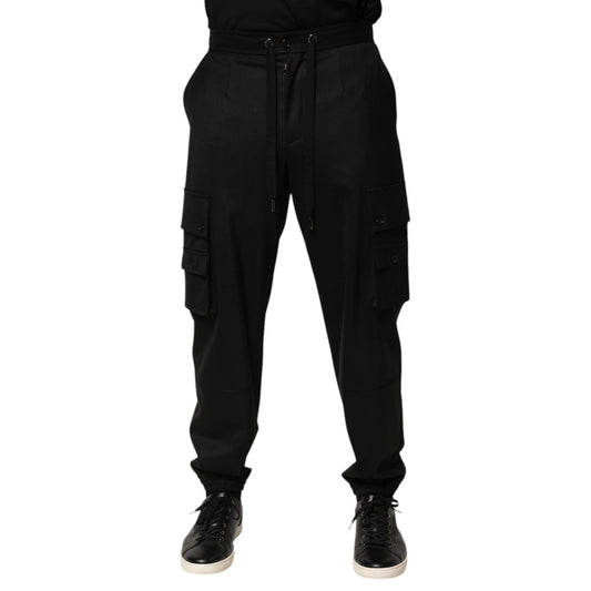 Dolce & Gabbana Solid Black Cargo Jogger Men Sweatpants Pants PAN76614-48