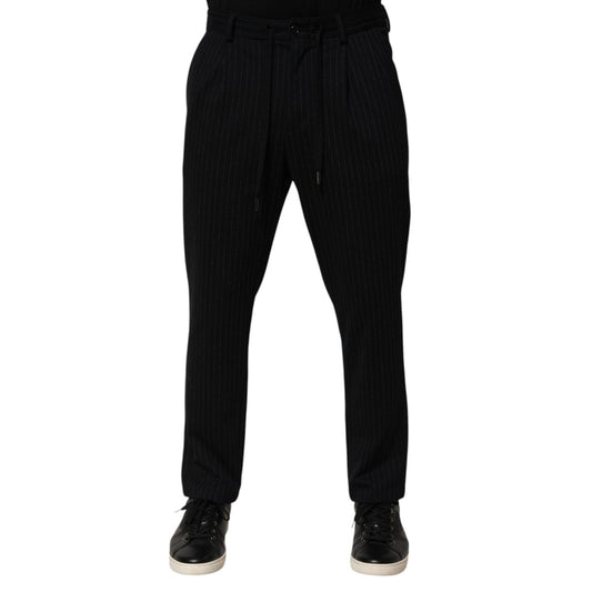 Dolce & Gabbana Black Stripes Viscose Skinny Dress Men Pants PAN76615-48