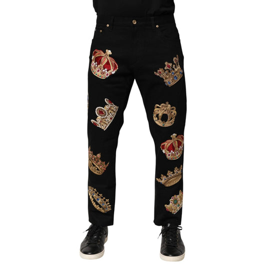 Dolce & Gabbana Black Baroque Royal Men Dress Trouser Pants PAN76620-48